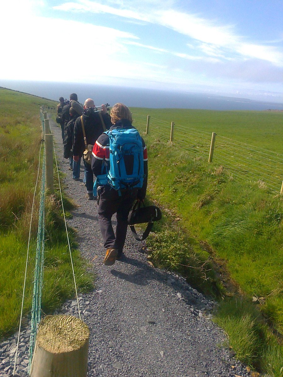 johncreedon's tweet photo. @wildatlanticway We having fun making it too! #CliffsMoher Crew carry my make-up & costumes! #creedonswildatlanticway http://t.co/7vlBl7MNwc