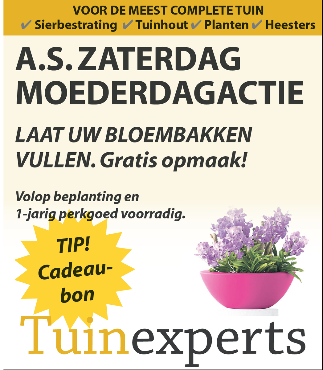 Op zoek naar iets leuks voor Moederdag?
Kom langs bij Tuinexperts!