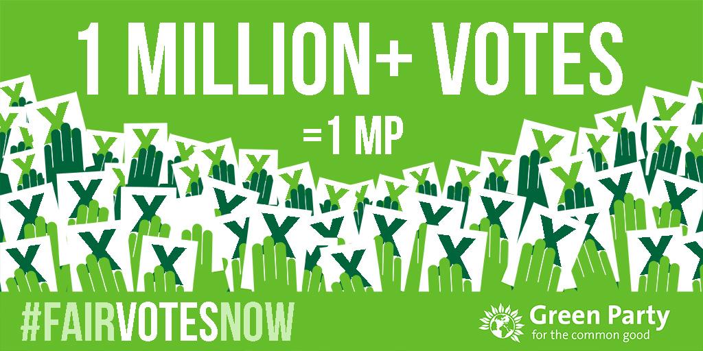 1 million votes for a single Green MP. Join our call for #FairVotesNow bit.ly/1KQW0Ih
