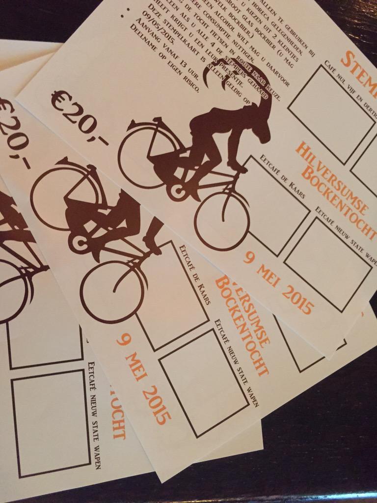 Zaterdag aanstaande de eerste #bockentocht in #hilversum 
Koop je kaart bij één van de vier cafés en fiets de route!