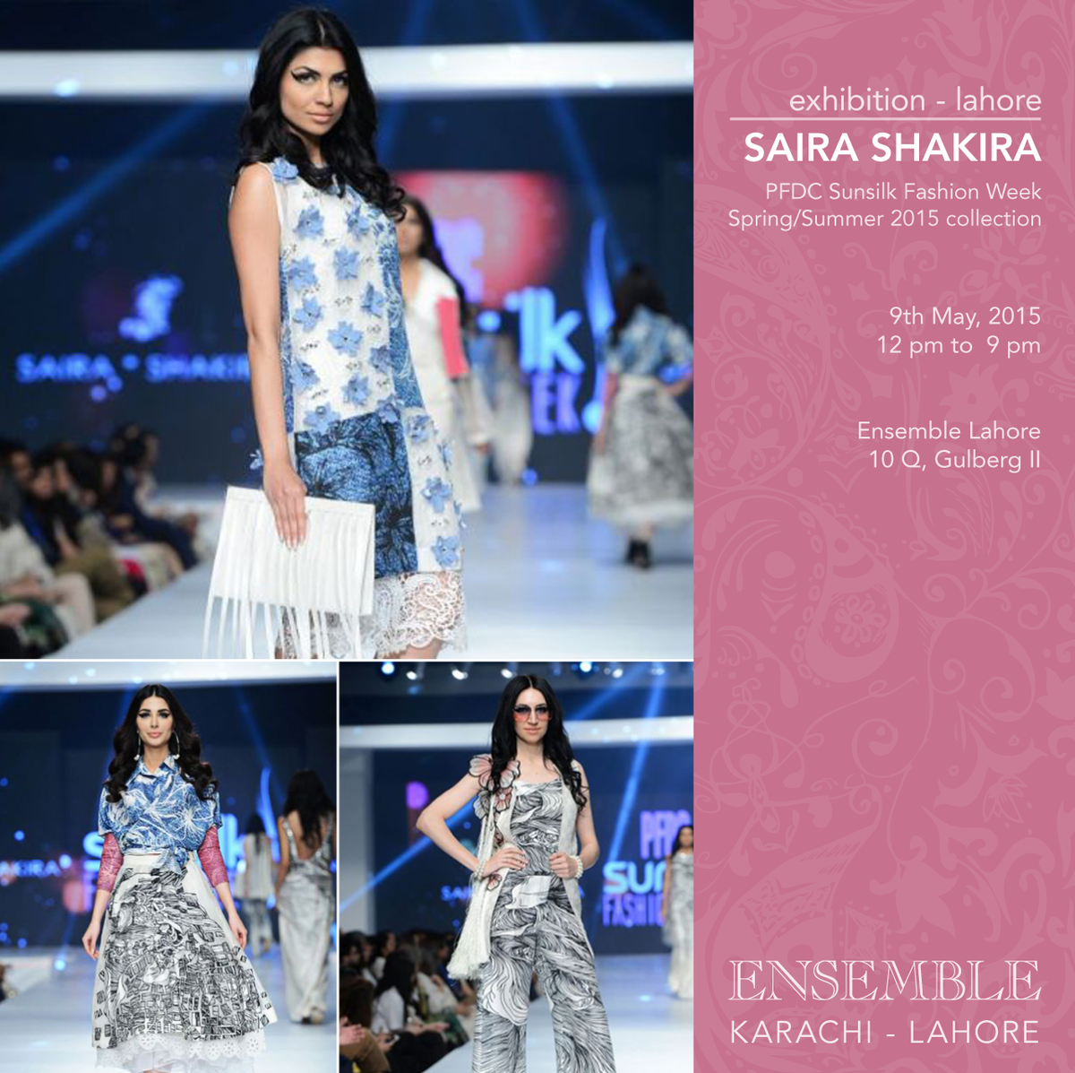 GolinPk's tweet photo. #HouseOfEnsemble Lahore invites you to Saira Shakira's PSFW15 collection launch on Saturday 9th May from 12 to 9 http://t.co/C3Uub2v6qI
