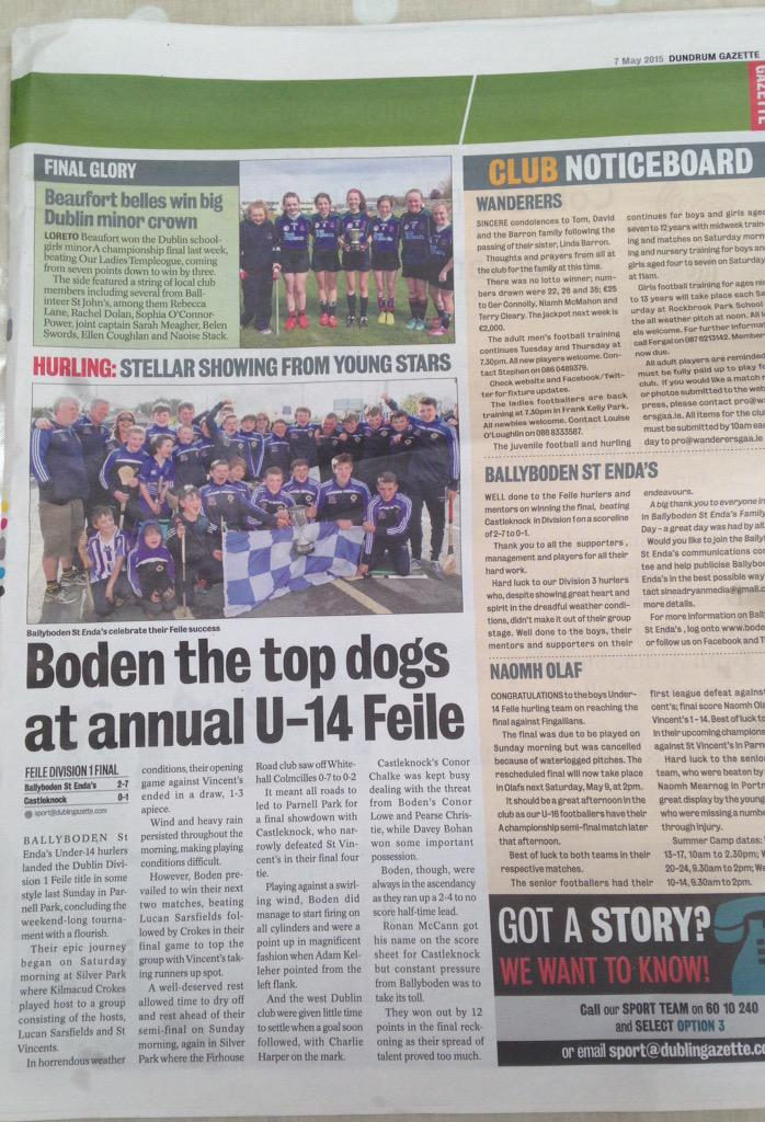Bodengaa's tweet photo. More Feile 2015 coverage in this wk's  @DublinGazette @Bodengaa @dublinhurling @DubGAAOfficial http://t.co/qdTVe94FB6