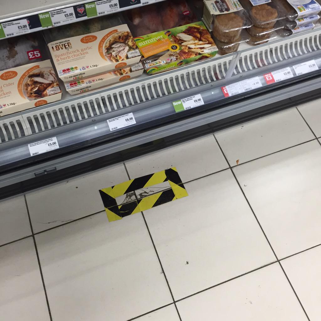 glenniobac's tweet photo. Another floor with the delightful hazard tape look, is this the new store design @TheCooperative are looking for? http://t.co/0XMtbRZP3W