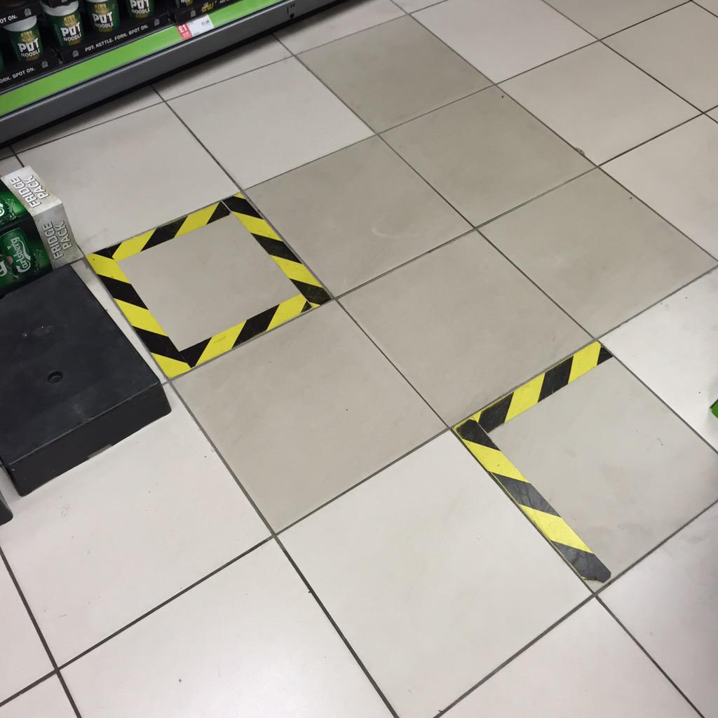 glenniobac's tweet photo. Another floor with the delightful hazard tape look, is this the new store design @TheCooperative are looking for? http://t.co/0XMtbRZP3W