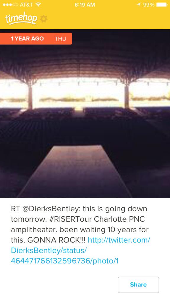 addytay1987's tweet photo. #FlashbackFriday @DierksBentley can't Believe it's been a yr since #risertour now it's #SoundsOfSummer π€πΆπΈ #nc http://t.co/3fVT1hf9F3