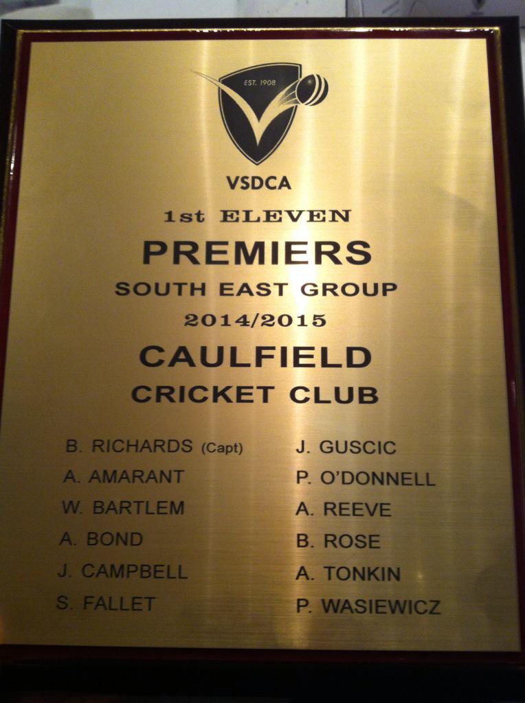 BennyRoseee's tweet photo. 2014-15 1st XI premiers @CaulfieldCC @SubbiesCricket @podonnel @Richabl @andyamo22 @BigShipCCC #wegotlucky http://t.co/3e3yX4pB8X