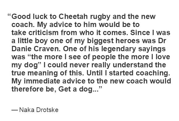 Advise from Naka to Franco on becoming the new Cheetahs coach. #SuperRugby #SSRugby