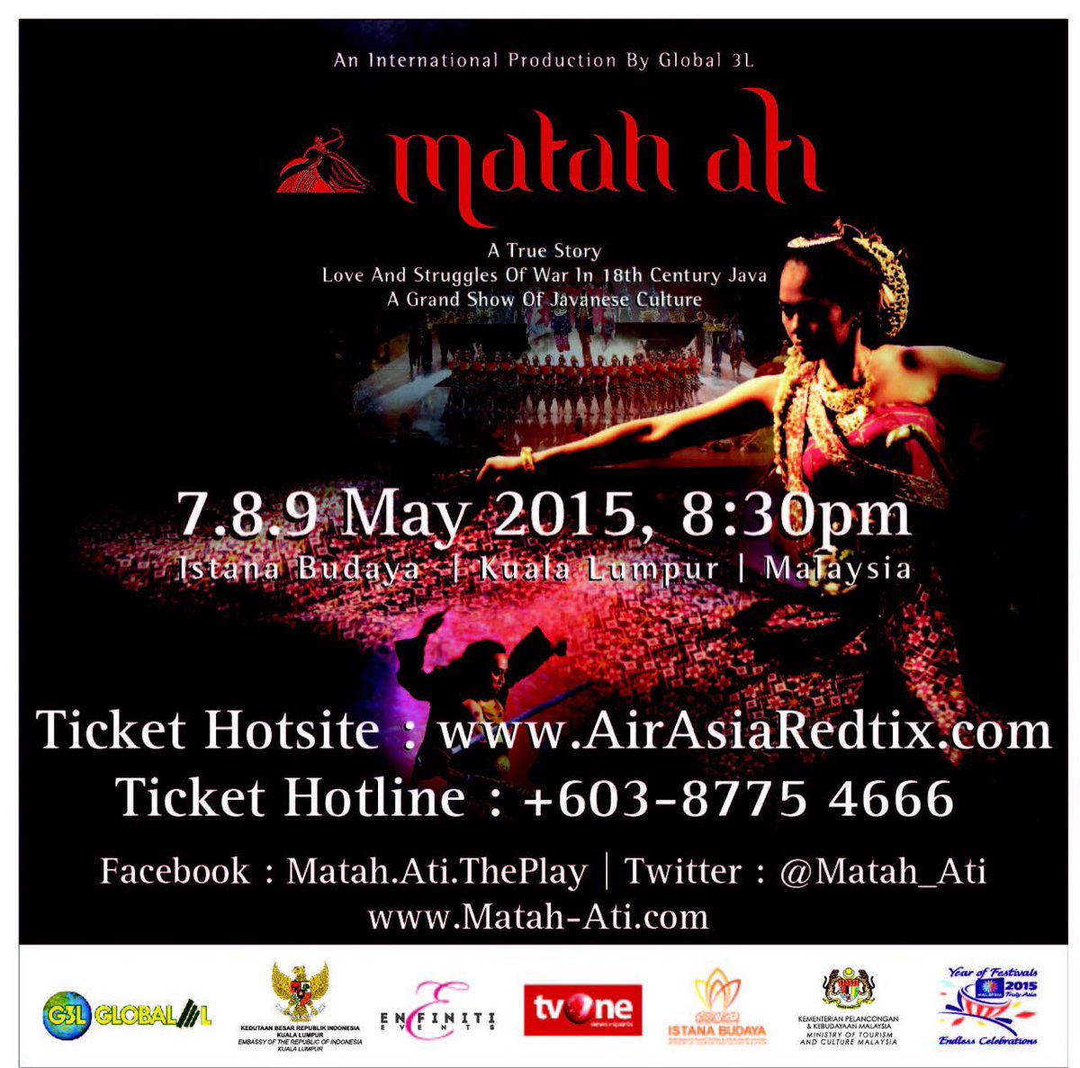 kakiseni's tweet photo. There is a spectacular Javanese show in town. Watch #MatahAti in Istana Budaya this weekend: 

http://t.co/IfMCAZMru5 http://t.co/qZImfoCHzl