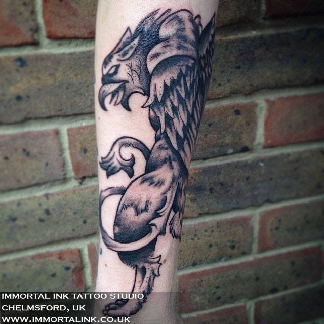 Traditional Griffin Tattoo Design For Upper Back