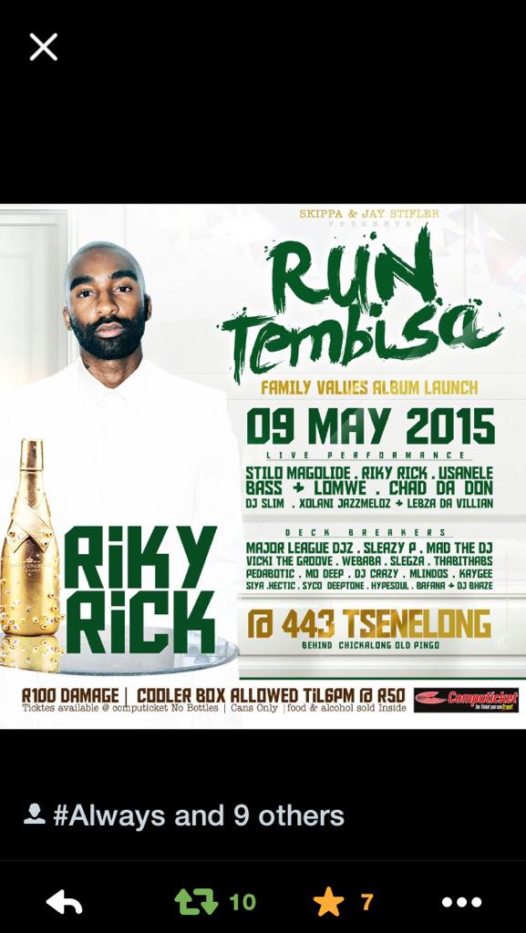 NormaMansoor's tweet photo. Remember tomorrow 9May #RUNTEMBISA ๐ฃ๐ฅcava the line up #FamilyValues #FamilyValuesAlbumLaunch - cooler boxes allowed http://t.co/a0CVZJB7Gu