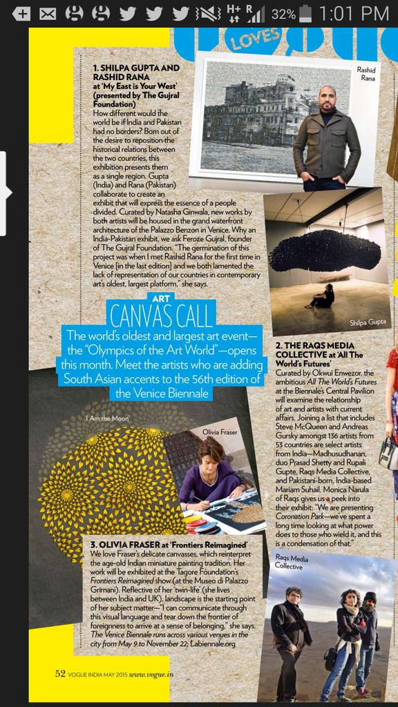 Proud husband moment: <a href="/oliviafraserart/">olivia fraser</a>  selected by Vogue as one of the highlights of #VeniceBiennale 
<a href="/grosvenorart/">Grosvenor Gallery</a>