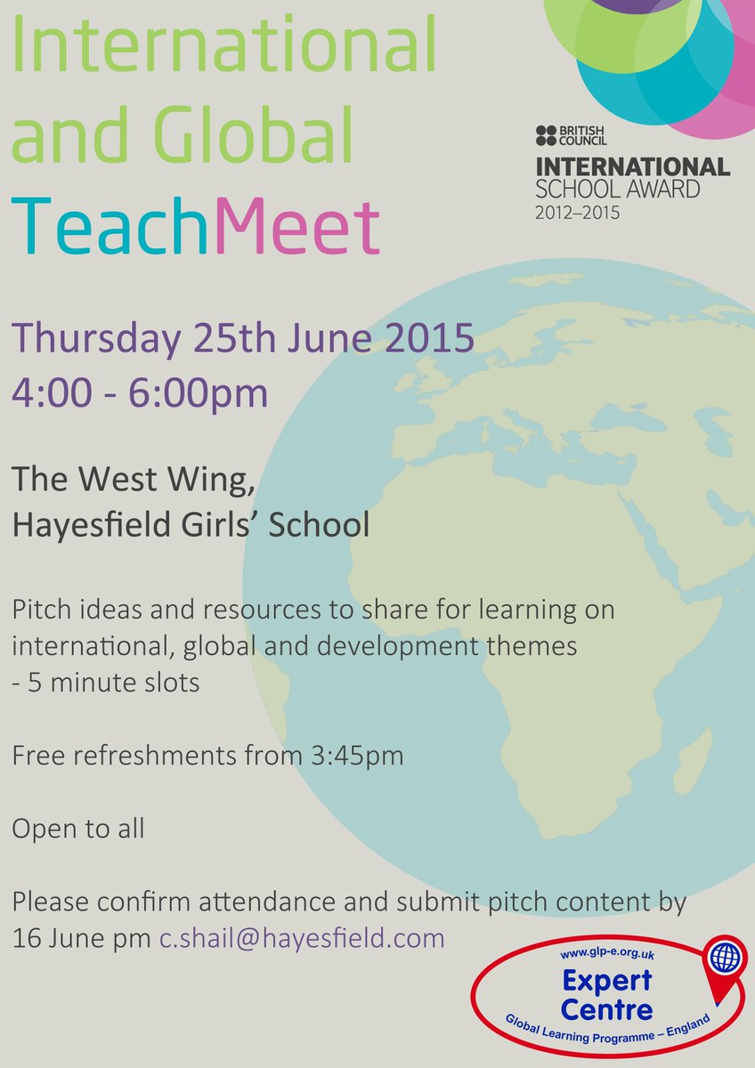 HGSBath's tweet photo. International and Global TeachMeet - Thursday 25th June @ The West Wing, Hayesfield Girls' School http://t.co/86HJkLIEjG