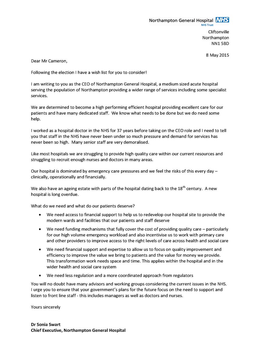 Dear <a href="/David_Cameron/">David Cameron</a>, on behalf of my hospital and the wider NHS, here is a wish list for your incoming government.