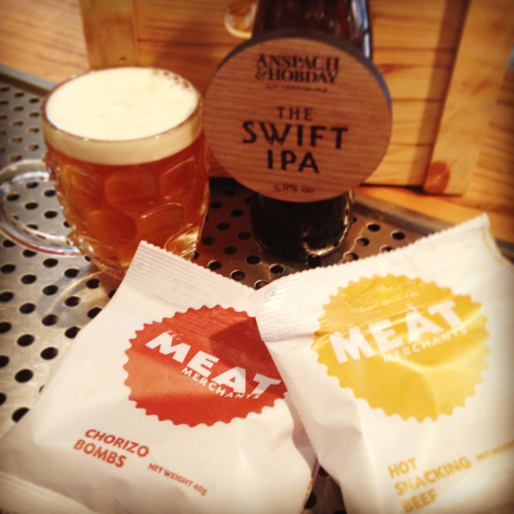 swiftputney's tweet photo. Shizzle. New #meatbags! @meat_merchants #chorizo #beef #beerfood great with our #swiftipa @AnspachHobday #luckyputney http://t.co/wWzikmUb0Z