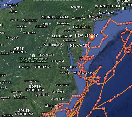 PrestonSteve933's tweet photo. There's a Great White Shark off the coast of the Jersey Shore! How do we turn her movements into a bar crawl?: http://t.co/TTciNKwlQK