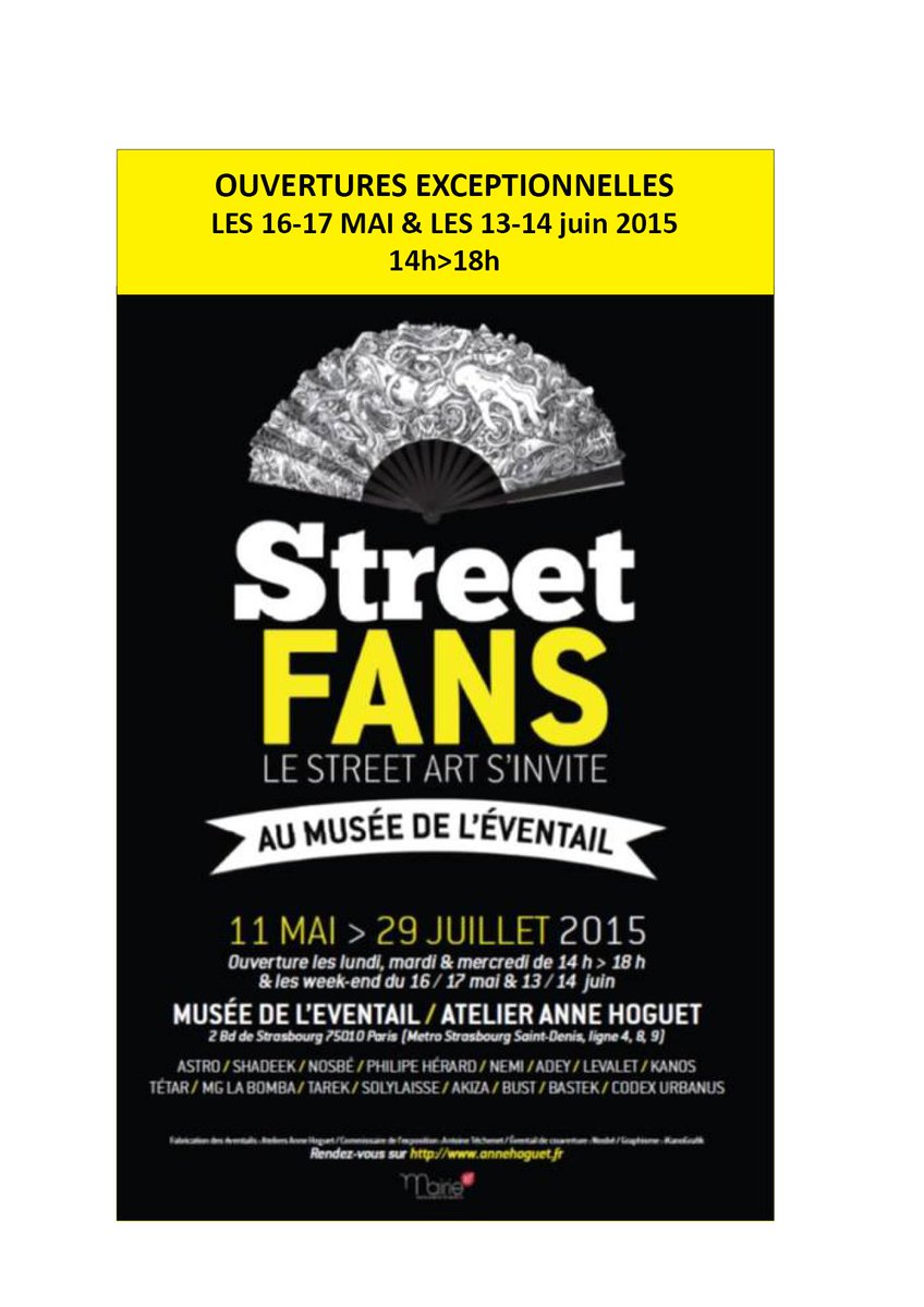 Annehoguetparis's tweet image. Expo #STREETFANS J-1 : des #éventails colorés, aspergés de peinture seront au rdv pour cette expo #streetart.
