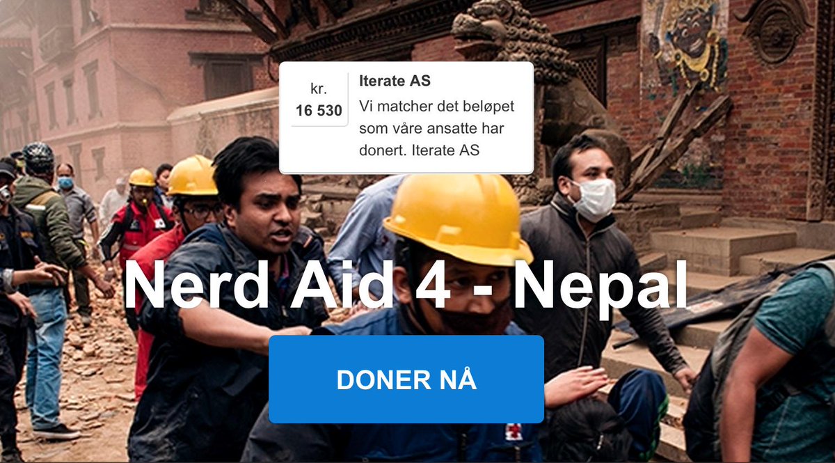iterate_no's tweet image. Vi matcher det beløpet som våre ansatte har donert til #nerdaid. minaksjon.rodekors.no/nepal/4-1738 #rødekors #RedCross