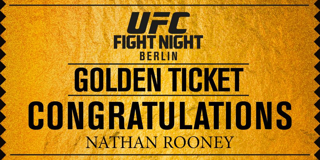 UFCEurope's tweet photo. The last winner of #UFCGoldenTicket is @RO_ONO! Congrats! See you on June 20th for #UFCBerlin! http://t.co/kJBDcdKnPx http://t.co/MV5u26SyUd