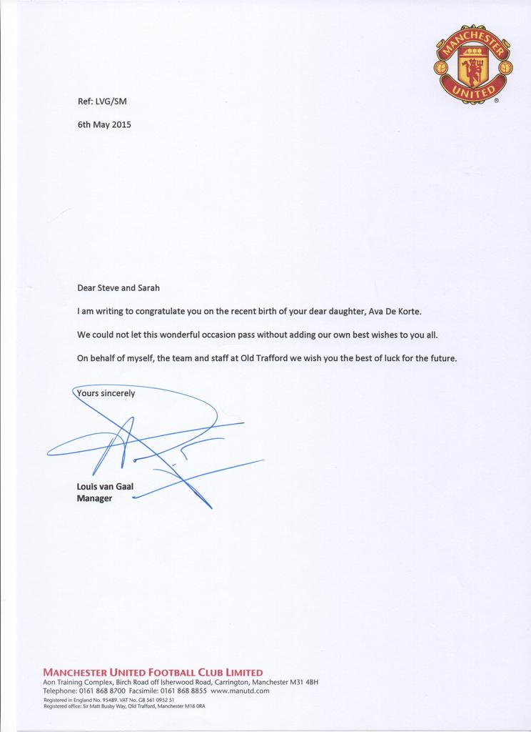 Willstev's tweet photo. @FullTimeDEVILS @ManUtd  The letter from the man himself... #LittleRedDevil #MUFC http://t.co/bqCYIwukHv