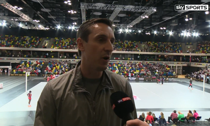 WATCH: <a href="/GNev2/">Gary Neville</a> talks about his sister Tracey's England role and a night out at <a href="/thundernetball/">AO Manchester Thunder Netball</a> sky.me/1PuZhOi