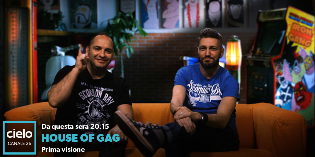 CieloTV's tweet photo. Stasera alle 20.15 inizia #HouseOfGag con @OmarFantini e @FubelliGianluca! Nuovi video ancora più esilaranti http://t.co/LBGHrGy0V4