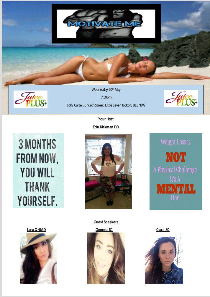 juiceplusevents's tweet photo. RT ErinMotivate: Motivate Me event. All welcome!! #cleanliving #event #juiceplus #juiceplusevent #free #health http://t.co/yJ1Wic6496 #JPβ¦