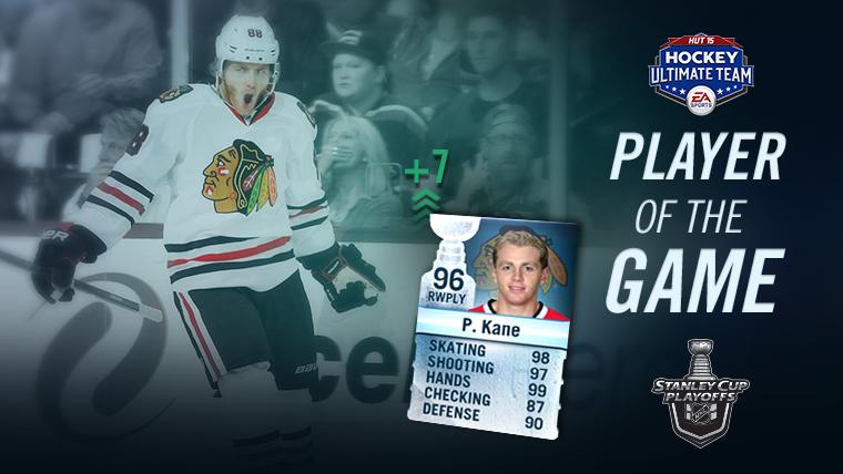 NHL's tweet photo. The @NHLBlackhawks advance to the Western Finals! 

@88PKane is the @EASPORTSNHL #HUT Player of the Game. http://t.co/IOICQq36a5