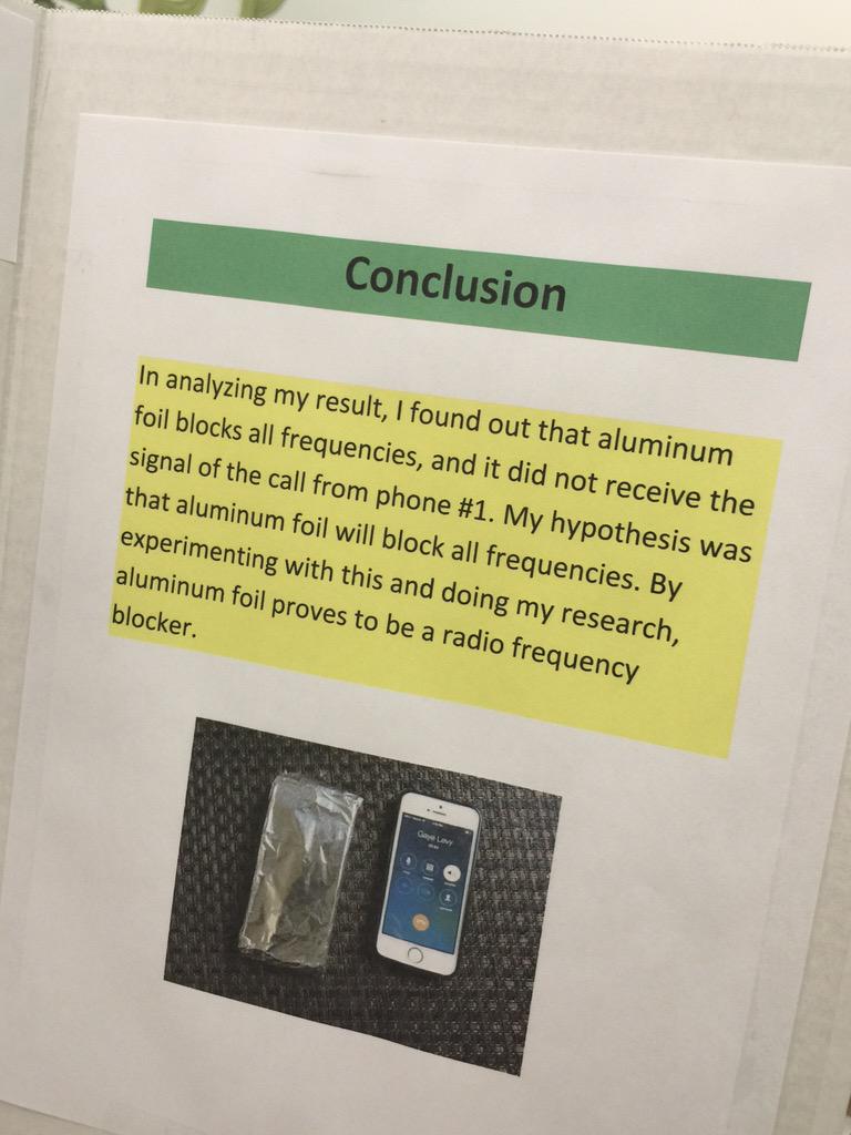 Radio waves blocked by aluminum? Who knew? Kamilya did! WOW! <a href="/sbcek5/">State Bridge Bobcats</a> <a href="/FultonCoSchools/">FultonCountySchools</a> @Supt_Avossa