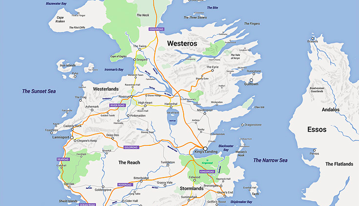 gregoryhenders's tweet photo. This is what the world of Game of Thrones would look like on Google Maps #WebCulture http://t.co/7DwNgBU2rk http://t.co/cXKc17IcWc