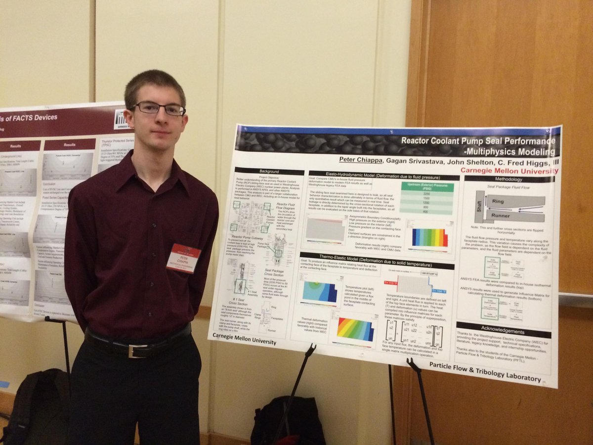 CMUMeche's tweet photo. How well do nuclear reactor coolant pump seals perform? MechE senior Peter Chiappa investigates: http://t.co/znQnoeXe2K