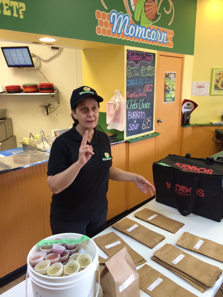 Kathy at @MomcornGurnee prepares school lunches.