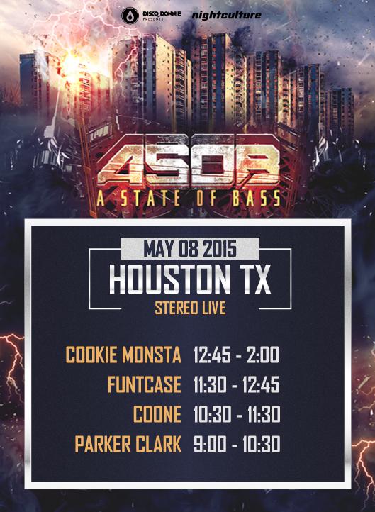 State_of_Bass's tweet photo. Your official set times for tonight's @State_of_Bass ft. @CookieMonstaDUB &amp; @FuntCaseUK! Tix: http://t.co/9wWAdHIL0u http://t.co/ZDqWqmMjJ5