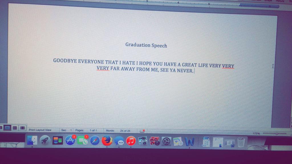 9GAG's tweet photo. when you have to write a graduation speech 🎓✌️ http://t.co/ROW4HZS2we