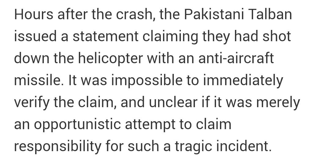 #HeloCrash #Pakistan #Updates: #PAK military denies #TTP #manpad attack. 6 dead.