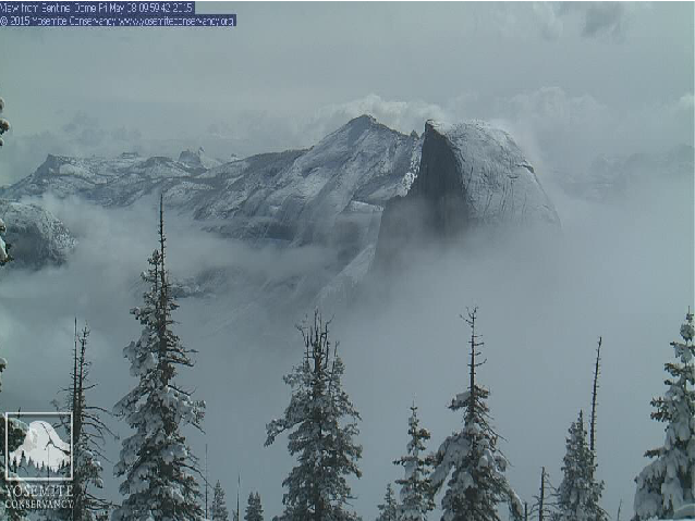 NWSHanford's tweet image. The clouds broke away just long enough this morning for a beautiful glimpse of snow covered @YosemiteNPS #CAWx