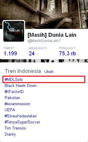 MasihDuniaLain7's tweet photo. Mantap, thanks tweeps yg sudah berpartisipasi bersama kami di hashtag #MDLSolo malam ini, kita yg jadi TTI lagi :) http://t.co/rbNpYxCs1J