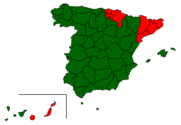 El_Maikelnai's tweet photo. En rojo, las provincias donde no he follado. En verde, lo mismo pero en verde. http://t.co/gDJNutKxbZ