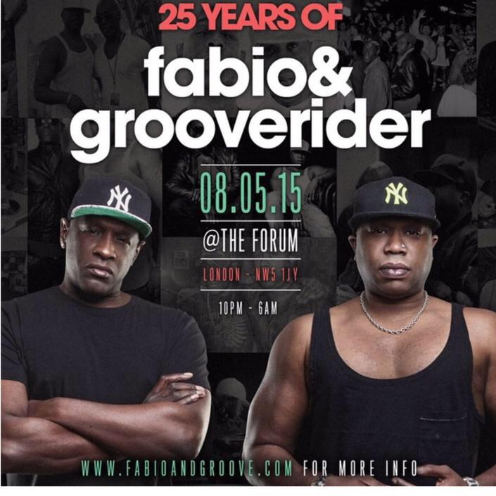 Tonight is the big one - 25 years of <a href="/fabiodnb/">FABIO</a> &amp; <a href="/grooveriderdj/">GROOVERIDER</a> forum London ( 2 Legends )