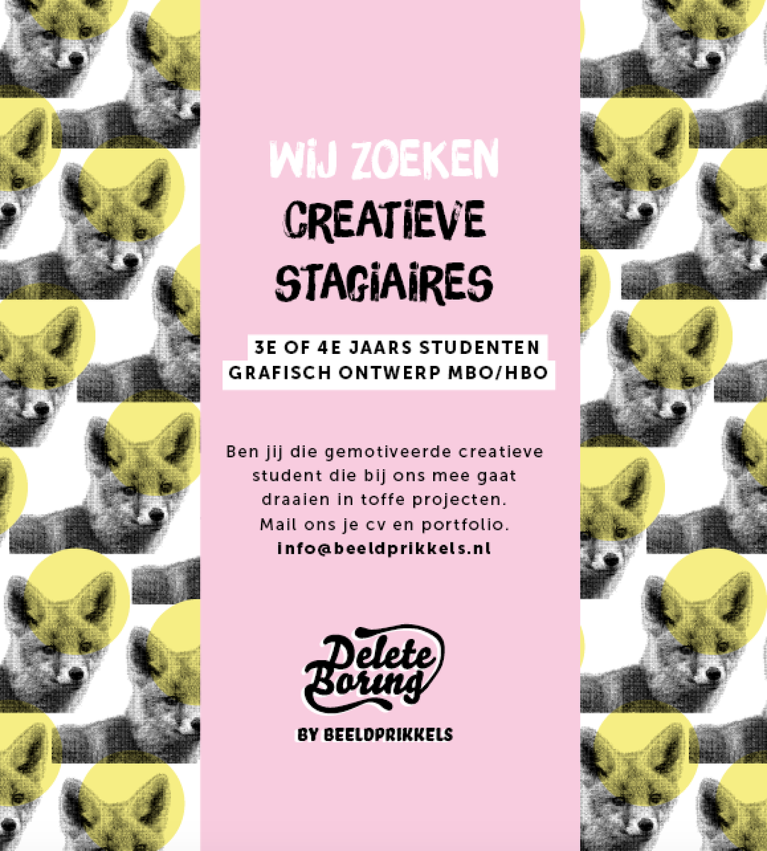 beeldprikkels's tweet photo. Vacature! Word jij onze nieuwe stagiair?
Mail je cv &amp; portfolio naar info@beeldprikkels.nl http://t.co/5m8my4aPGn