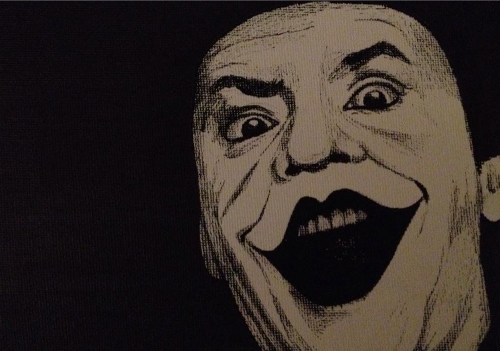 TLC_Artwork's tweet photo. Done some sketching and ended up with this. Jack as Joker! #jack #joker #batman http://t.co/6HmSfxh2Bi