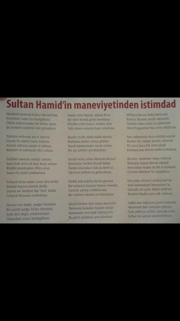 OSMANLIHANEDANV's tweet photo. Rıza Tevfik'in şiiri sansürsüz olarak @mustafarmagan katkılarıyla
"Neredesin Şevketlü #SultanAbdülhamidHan"
#Osmanlı http://t.co/UG5ZgwOSW3