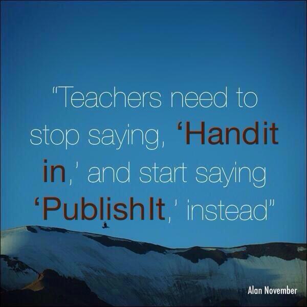 justintarte's tweet image. What if instead of saying 'hand it in,' we started telling our students to 'publish it?' #edchat #unionrxi
