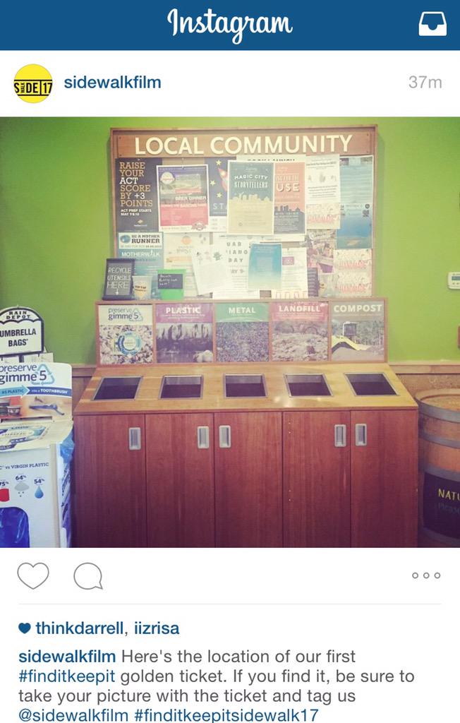 .<a href="/sidewalkfilm/">Sidewalk Film</a> is playing #finditkeepit each week until the festival. Go follow them on Instagram to play!