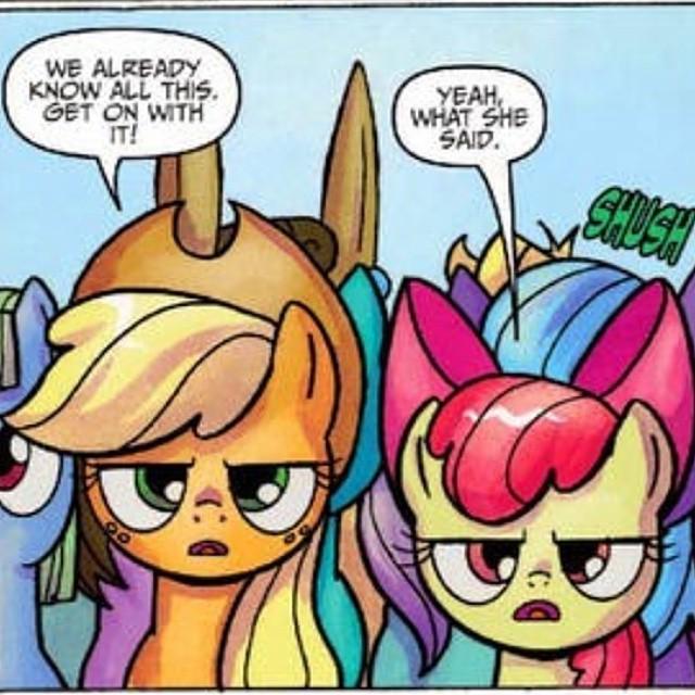 AgnesGarbowska's tweet photo. Fun panel from My Little Pony : Fiendship Is Magic #30 out later this month. :D

#applejack #appleboom #mlp #brony … http://t.co/yXwqGzUVlT