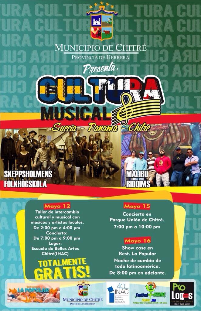 No te lo puedes perder! #IntercambioCultural Suecia-Chitre Viernes 15 de mayo Parque Union  <a href="/AlcaldiaChitre/">Municipio de Chitré</a> Gratis!