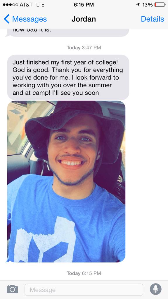 joelquile's tweet photo. Seeing God change his life! #YoungLifeIn5Words http://t.co/sAe8zkAi9N