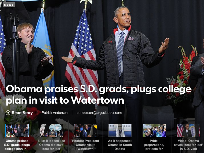 argusleader's tweet photo. Complete #ObamaSD visit coverage from @ArgusLeader reporters on http://t.co/tEprDNQsmh http://t.co/kJjDeEcXue