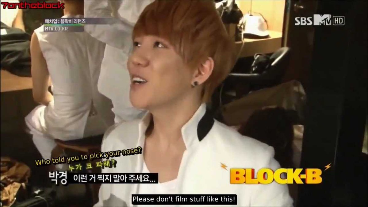 RememberBlockB's tweet image. Kyung picked his nose in front of the camera