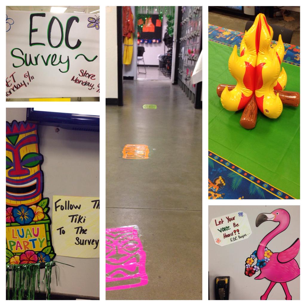DJBeckHD's tweet photo. #thedowntownTulsahomedepot does the EOC survey luau style #pickapartner @Oupetey83Cope http://t.co/QcxGzLMs0i