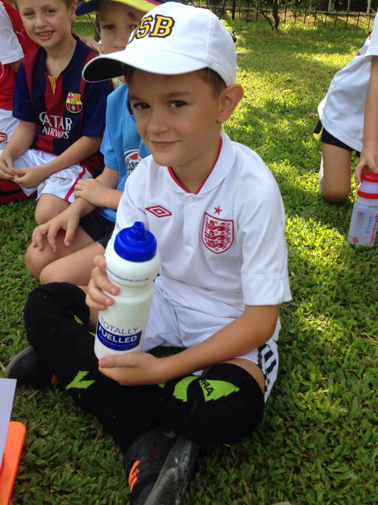 Little Anton at a football tournament, keeping cool in the Thai heat with his @TotallyFuelled bottle